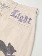 KAPITAL - Memorial Paint Straight-Leg Printed Cotton-Corduroy Shorts - Neutrals