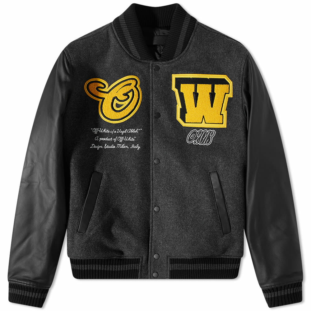 OFF WHITE c/o VIRGIL ABLOH Varsity-Inspired Letterman Jacket with