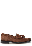 Stuart Weitzman Lottie Tassel Suede Loafers Brown