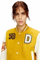 Diesel Cropped varsity jacket in wool and leather - Leather jackets Womens in Multicolor