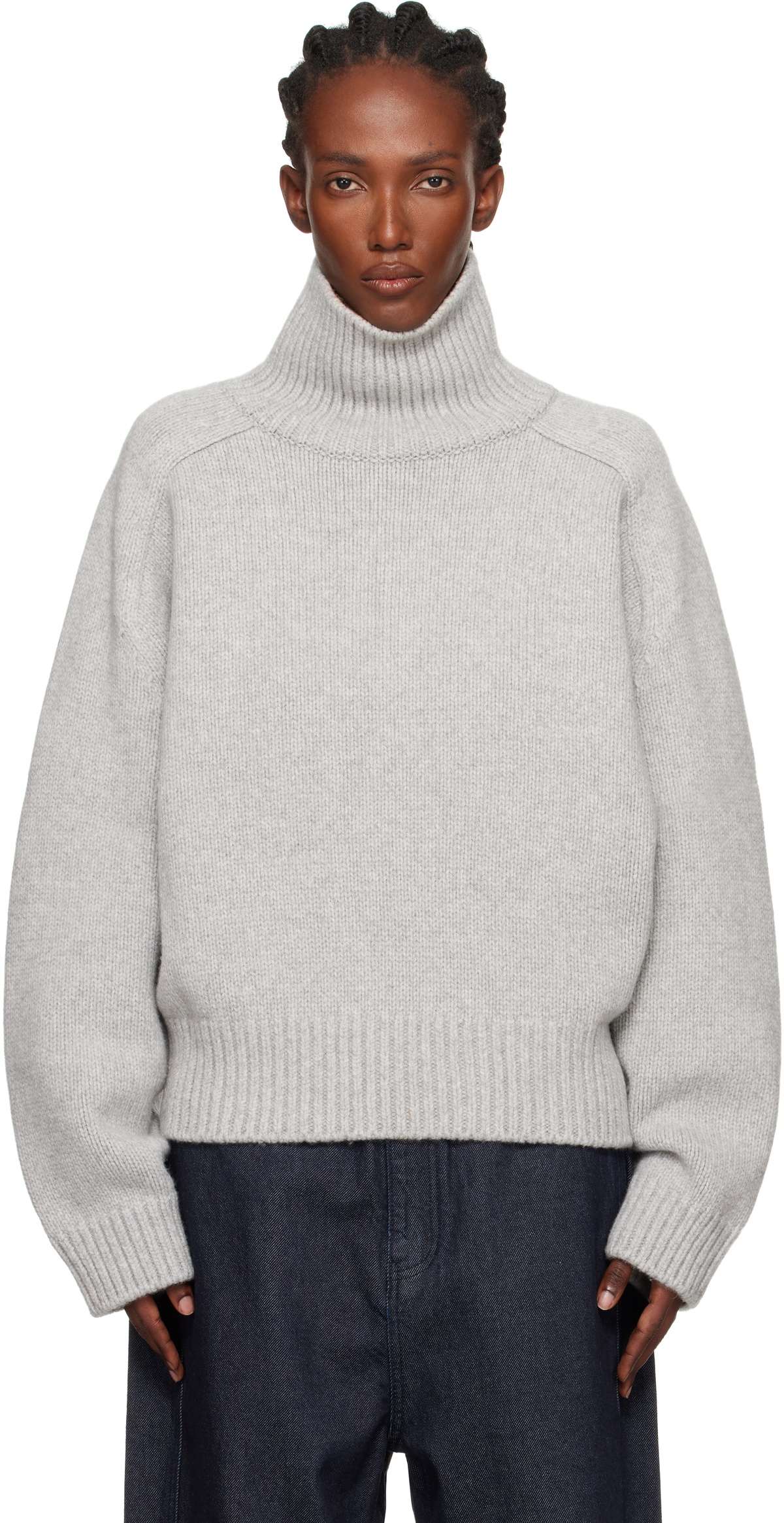 LE17SEPTEMBRE Gray Raglan Wool Turtleneck
