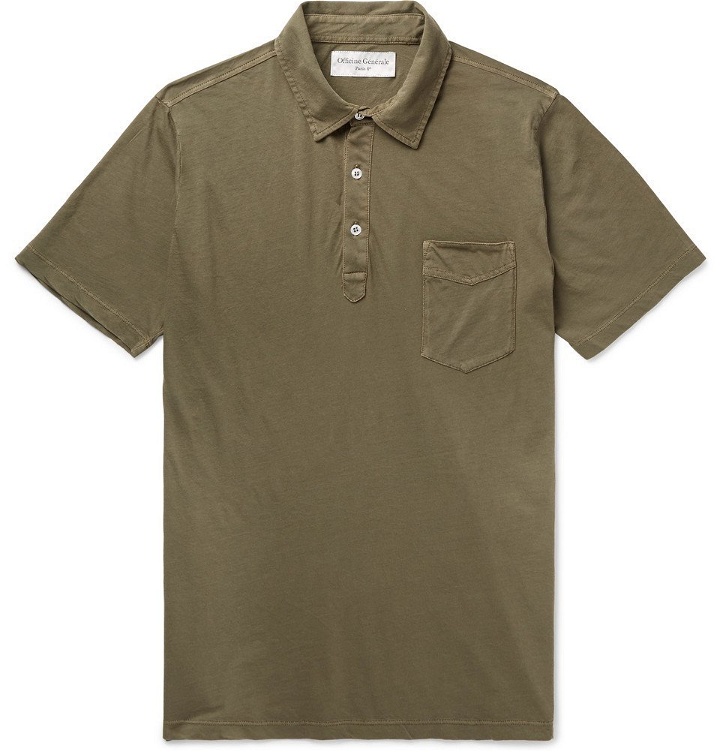 Photo: Officine Generale - Slim-Fit Cotton Polo Shirt - Men - Green