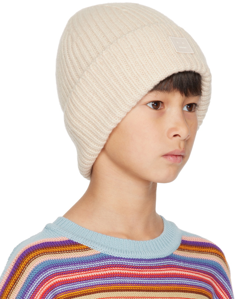 Acne Studios Kids Beige Patch Beanie Acne Studios