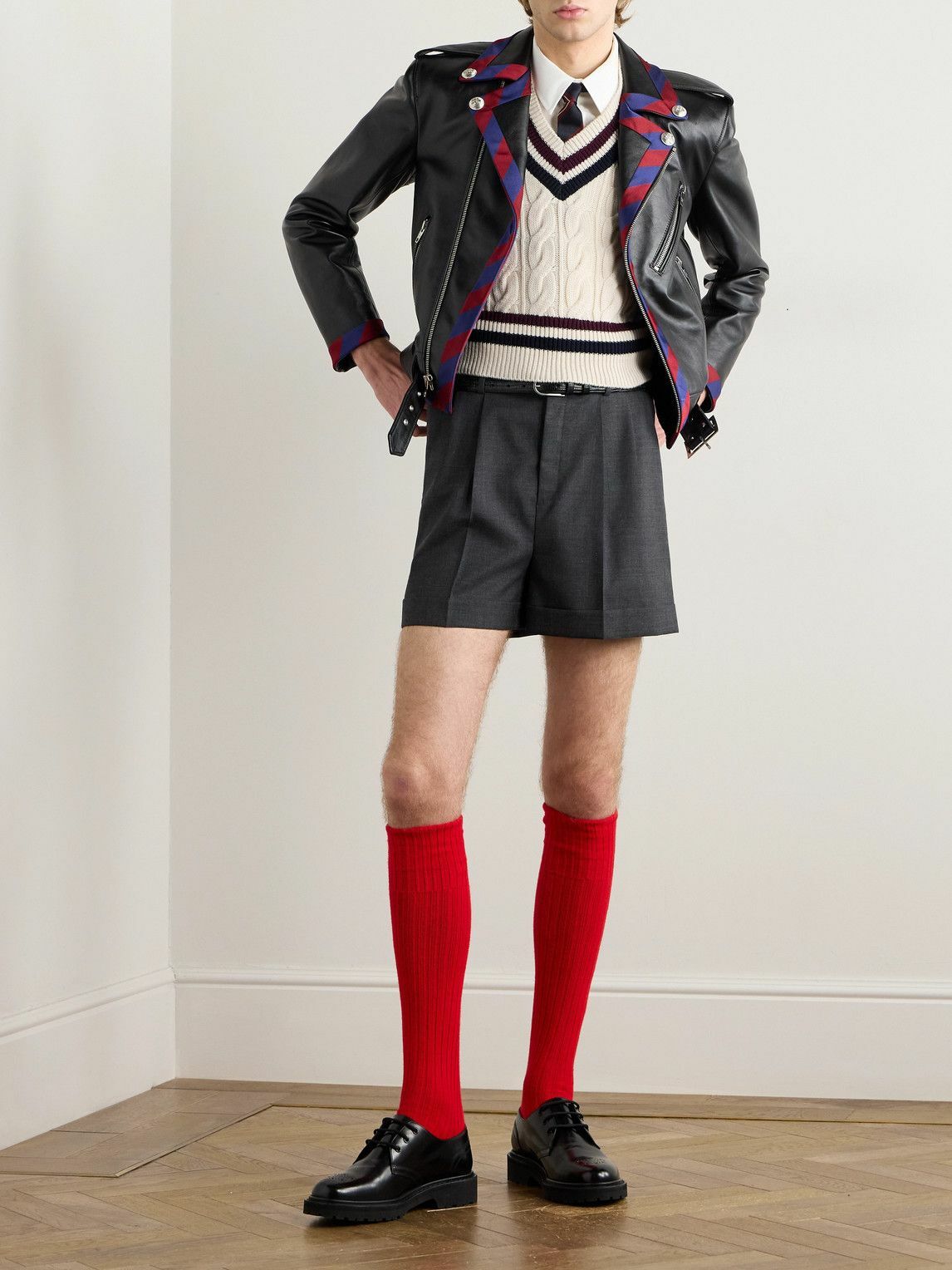 CELINE - Logo-Appliquéd Cable-Knit Striped Cashmere Sweater Vest - Neutrals