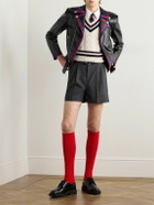 CELINE - Logo-Appliquéd Cable-Knit Striped Cashmere Sweater Vest - Neutrals