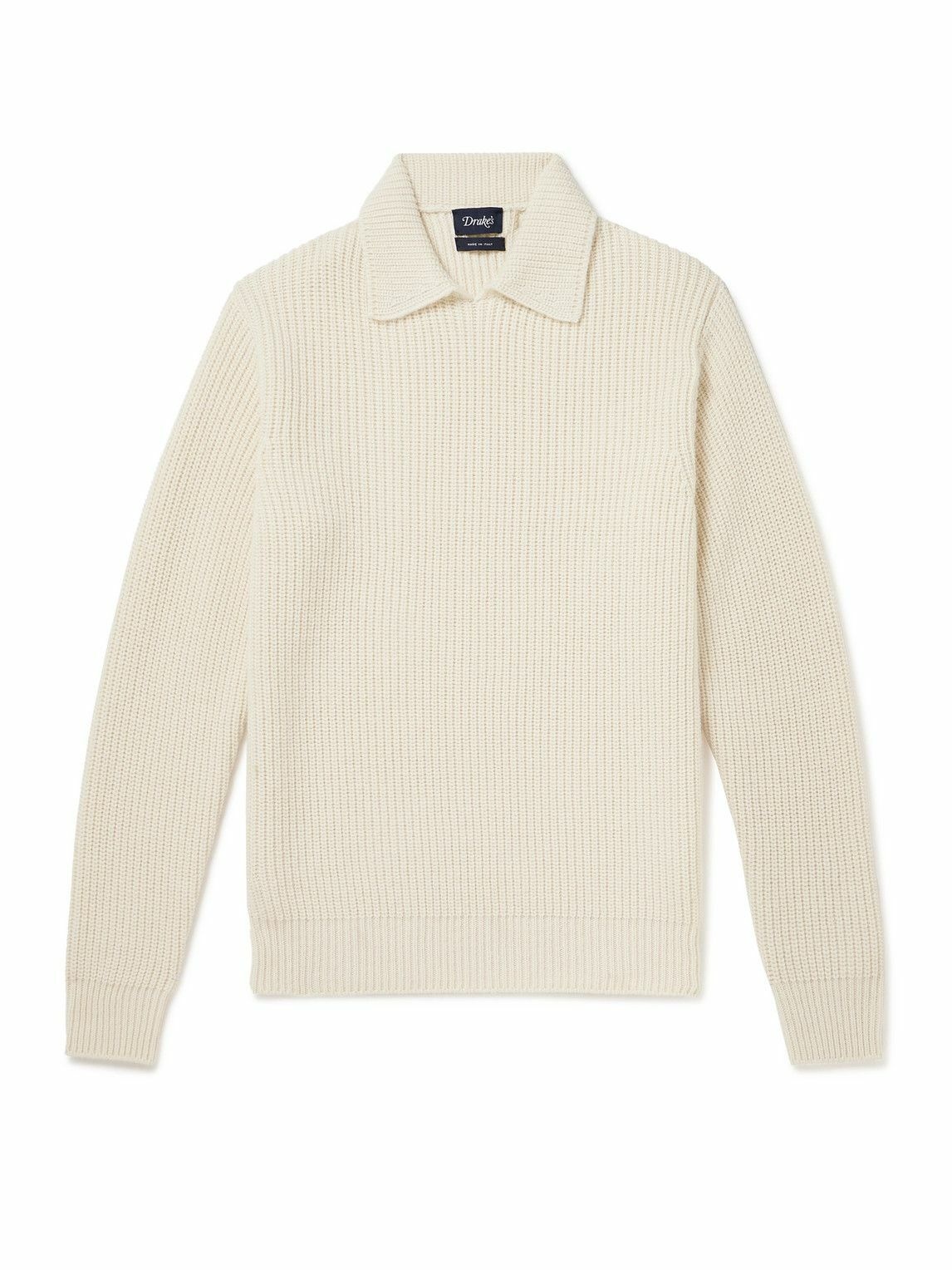 Photo: Drake's - Integral Ribbed Wool and Alpaca-Blend Sweater - Neutrals