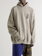 BALENCIAGA - Oversized Logo-Print Cotton-Jersey Hoodie - Gray