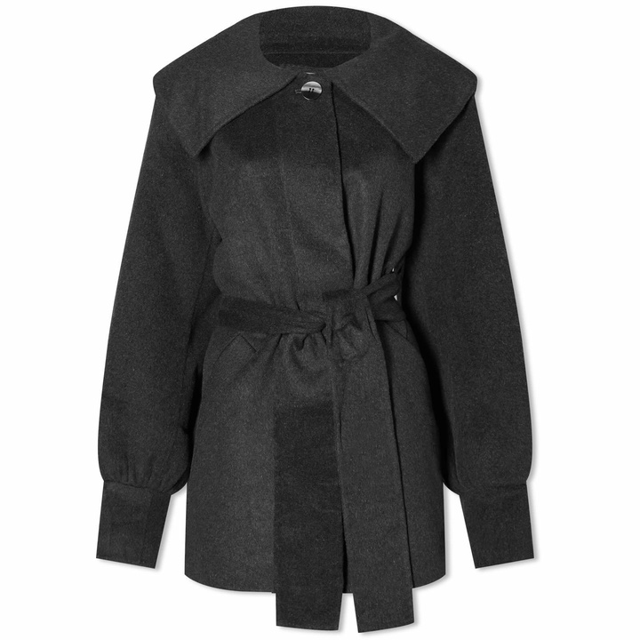 Photo: GANNI Women's Wool Big Collar Belt Jacket in Phantom