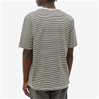 Folk Men's Stripe T-Shirt in Charcoal Ecru