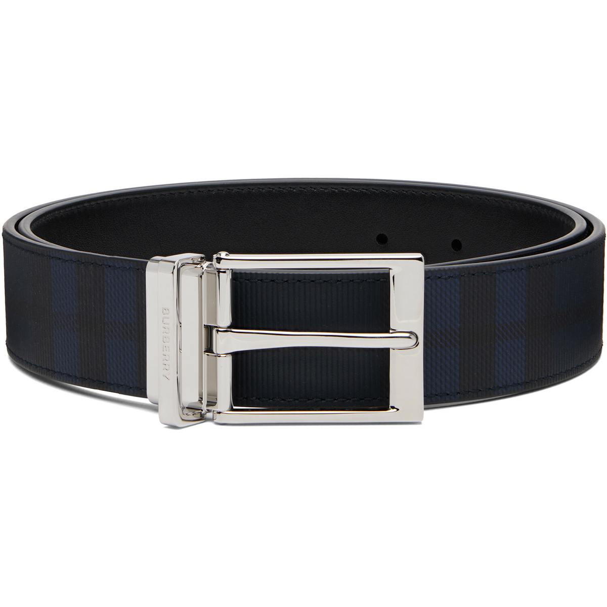 Burberry Navy Reversible Check Belt