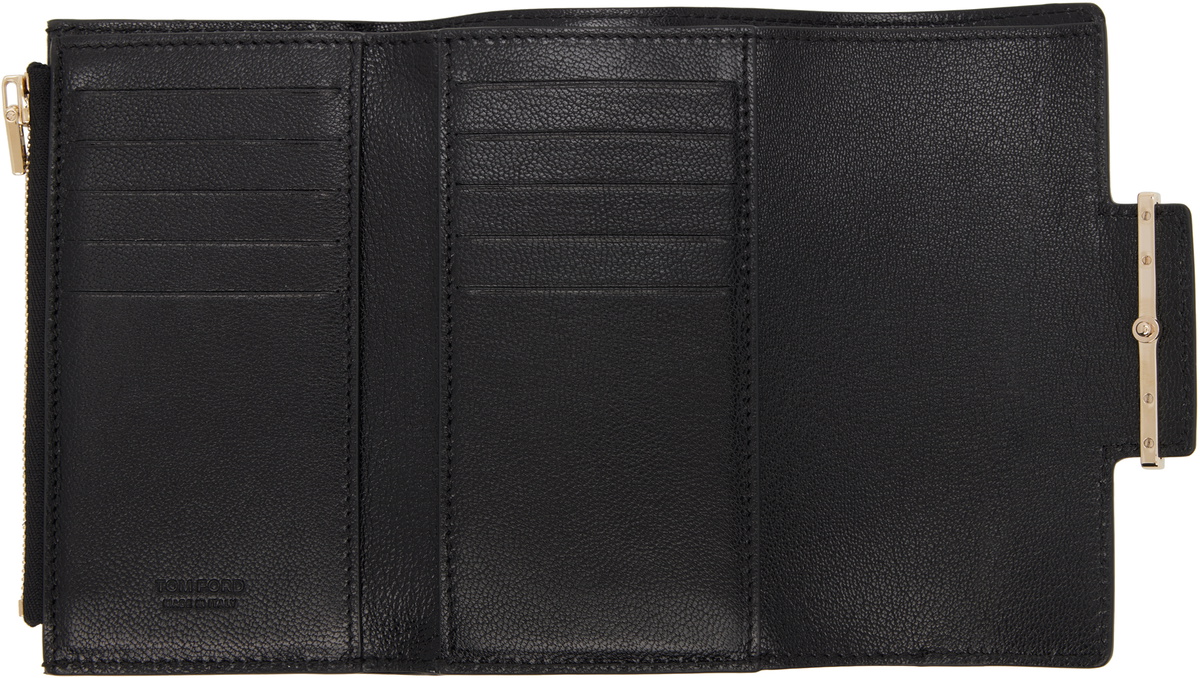 TOM FORD Black Supple Grain Leather Aube Compact Wallet