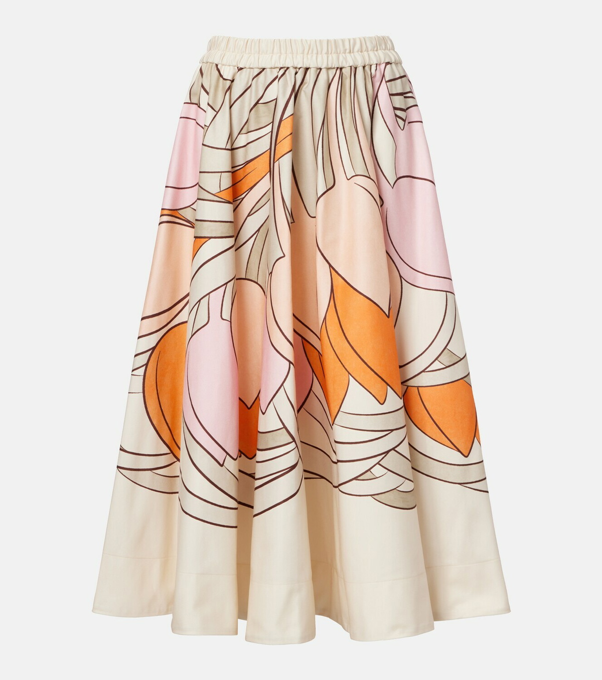 La DoubleJ Ballerina floral cotton midi skirt
