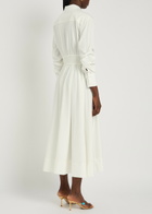 Alice + Olivia Edie Corset Jersey Midi Shirt Dress White