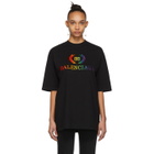 Balenciaga Black Oversized Rainbow BB T-Shirt
