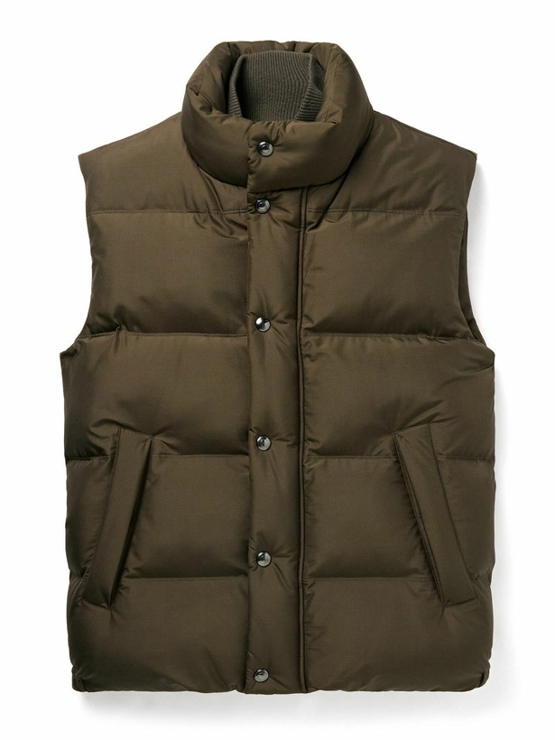 Photo: Loro Piana - Lucio Quilted Storm System® Silk Gilet - Green