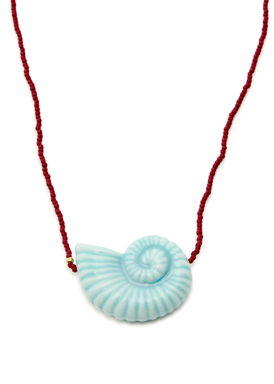 Anni LU Nautilus Beaded 18kt Gold-plated Necklace - Red - One Size