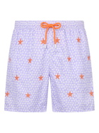 MC2 Saint Barth Man Lightweight Fabric Swim-shorts Lighting With Seastars Embroidery