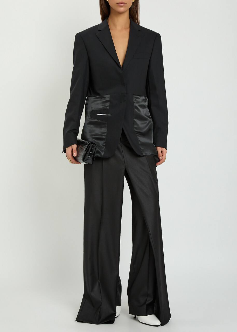 Bettter Double Leg Layered Wool-blend Trousers Black