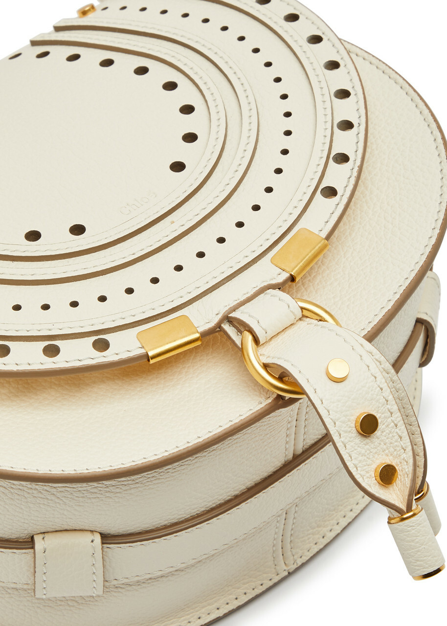Chloe - Women's Ivory Marcie Small Leather Saddle Bag - Rounded Silhouette & Ring Fastening - One Size