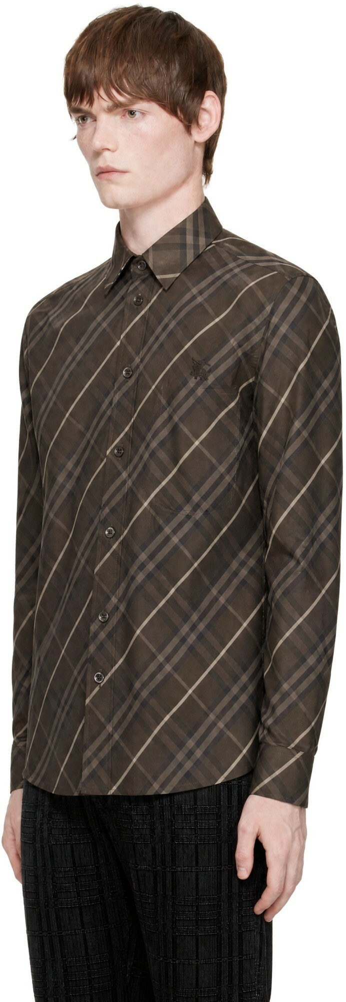 Burberry Brown Classic Fit Check Cotton Shirt