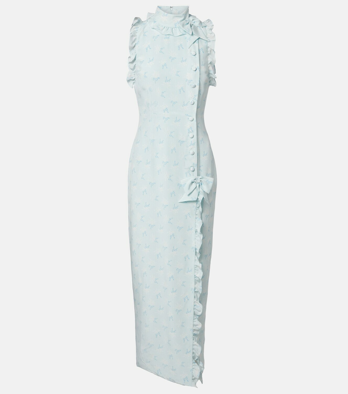 Alessandra Rich Ruffled bow-detail silk maxi dress