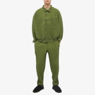 Homme Plissé Issey Miyake Men's Pleated Design Jacket in Olive Green