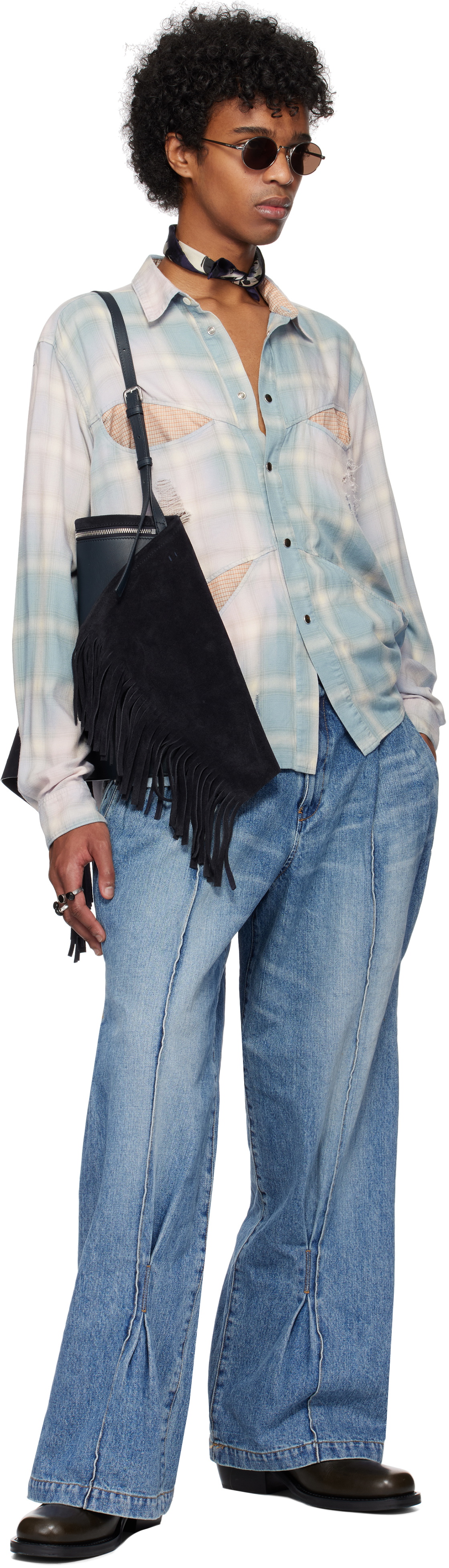 Khoki Blue Vintage-Effect Shirt