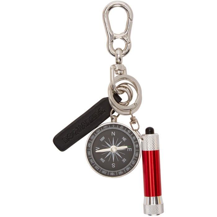 Photo: Dsquared2 Silver and Red Glamping Key Chain