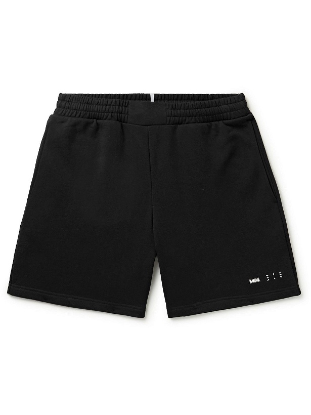 Photo: MCQ - Straight-Leg Logo-Appliquéd Cotton-Jersey Shorts - Black