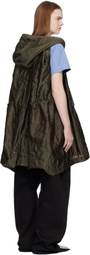 sacai Khaki Quilted Satin Hooded Vest