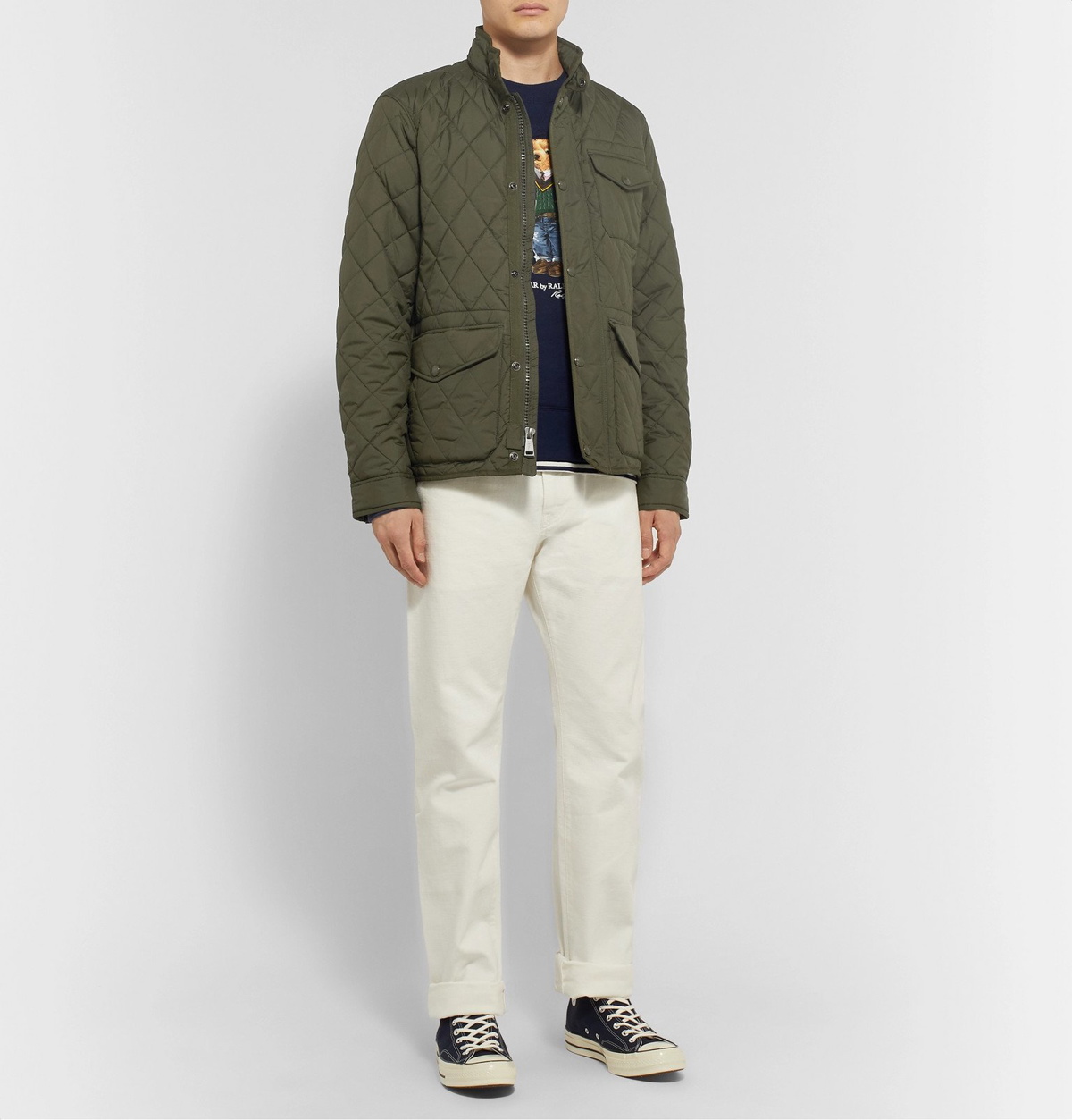 Ralph Lauren Quilted Bomber Jacket In Clubhouse Cream