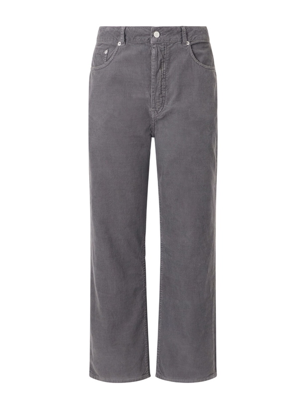Photo: Officine Générale - Straight-Leg Cotton-Corduroy Trousers - Gray