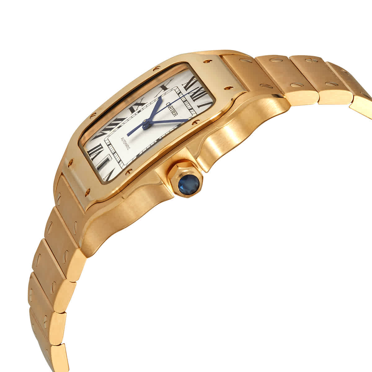 Cartier Santos Automatic White Dial 18kt Yellow Gold Mens Watch WGSA0029