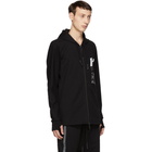 11 by Boris Bidjan Saberi Black Graphic Design Zip-Up Hoodie