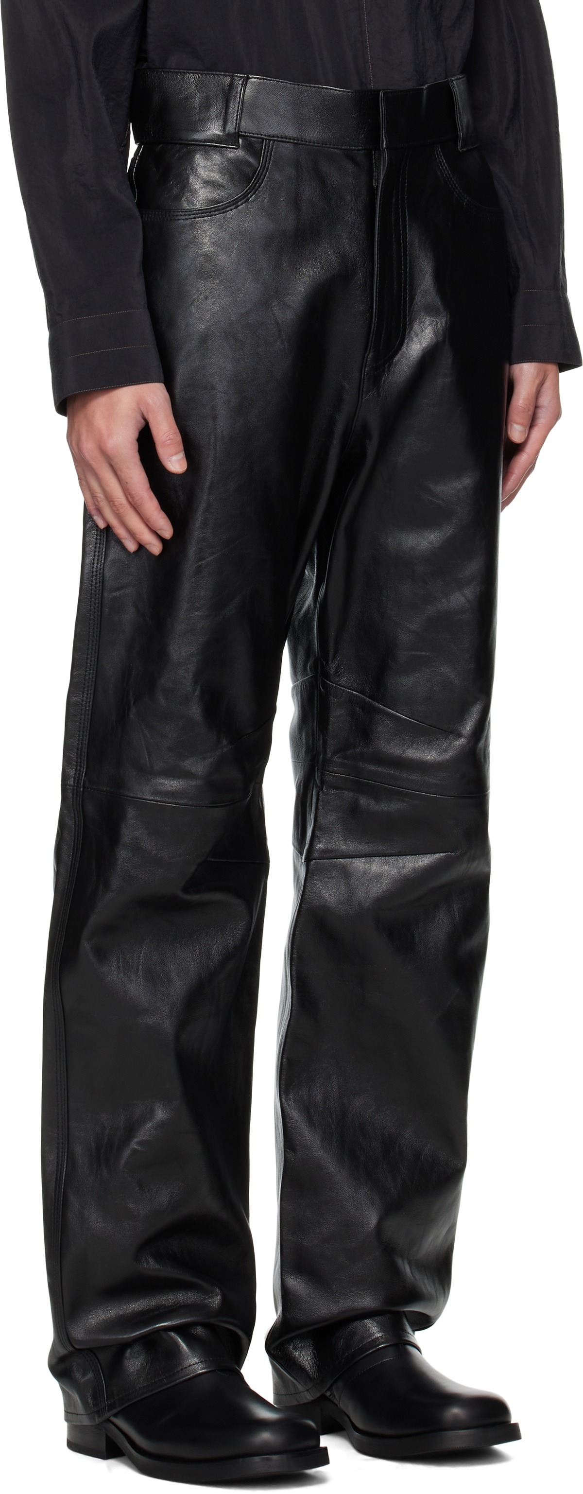 OUAT Black Office Leather Pants