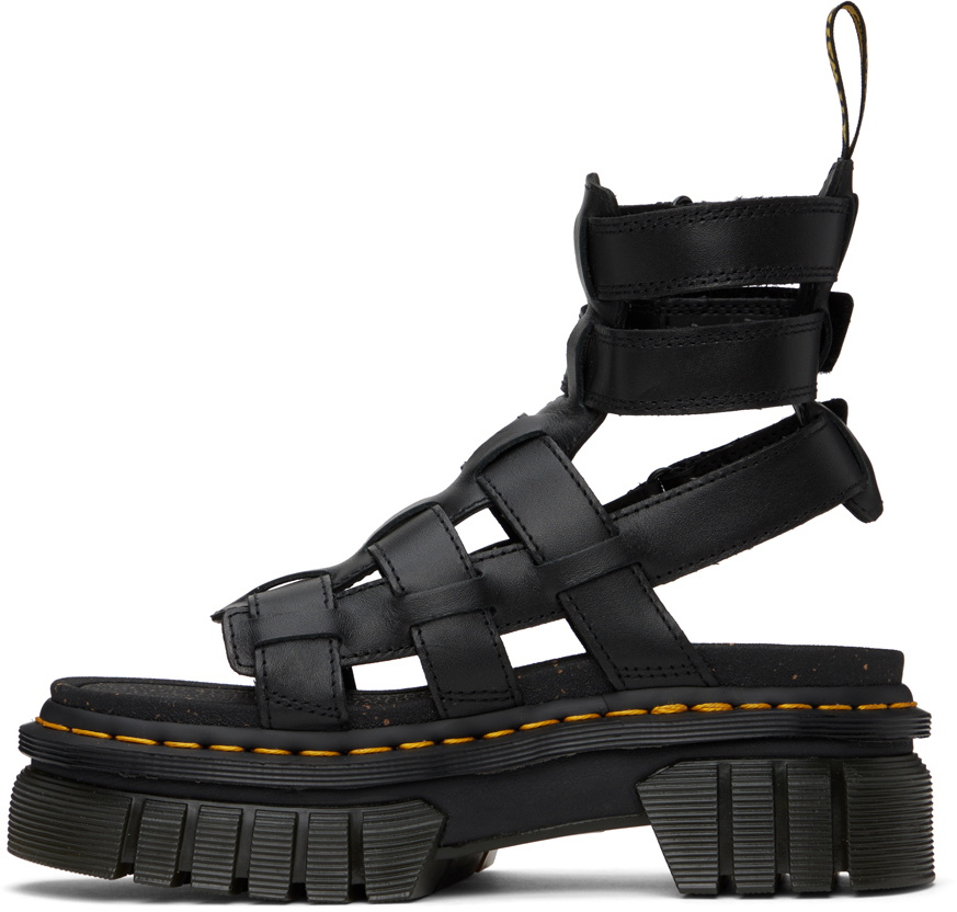 Dr. Martens Black Ricki Leather Platform Gladiator Sandals