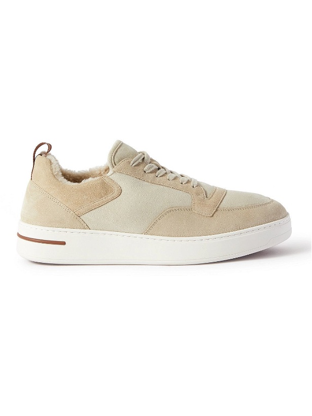 Photo: Loro Piana - Newport Shearling-Trimmed Two-Tone Suede Sneakers - Neutrals