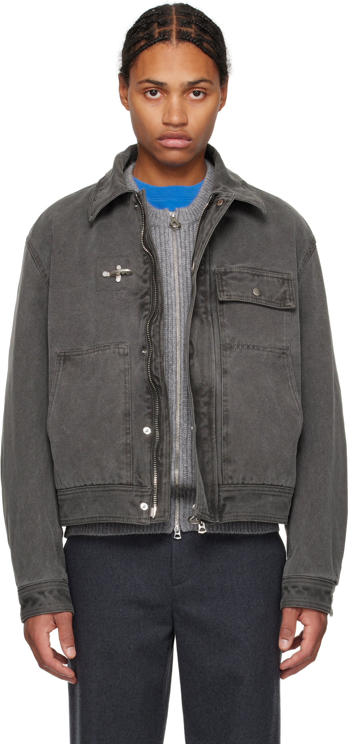 Solid Homme Gray Garment Dyeing Loop Jacket