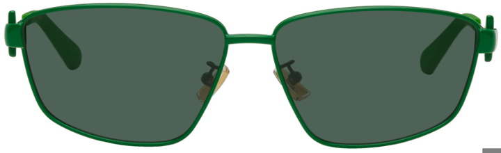 Photo: Bottega Veneta Green Rectangular Sunglasses