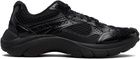 Hugo Black Mesh Faux-Leather Sneakers