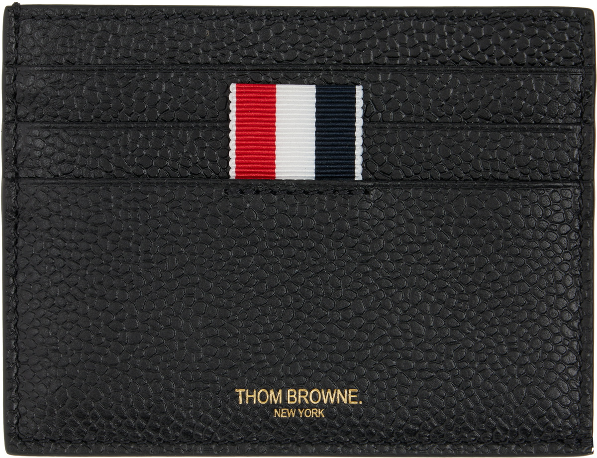 Thom Browne Black Pebble Grain Note Compartment Card Holder