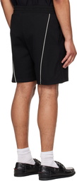 Hugo Black Embroidered Artwork Cotton-Blend Shorts