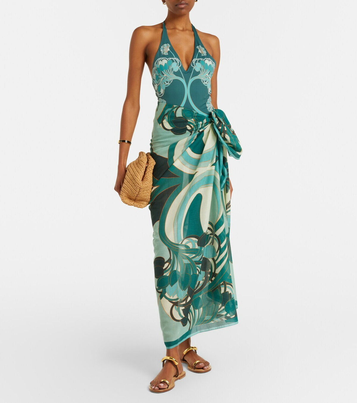La DoubleJ Printed cotton beach cover-up