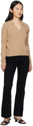 DRAE Beige Knit V-Neck Sweater