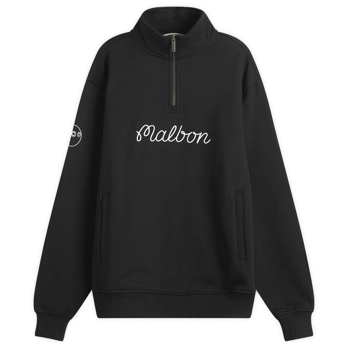 Malbon Men's Collegiate Quarter-Zip Sweatshirt in Black Malbon Golf