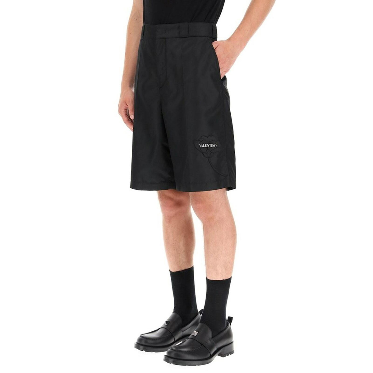 Valentino Flower Embroidery Bermuda Shorts