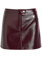 Courrèges Reedition Crinkled Vinyl Mini Skirt Burgundy