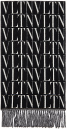 Valentino Garavani Black & Off-White VLTN Times Scarf