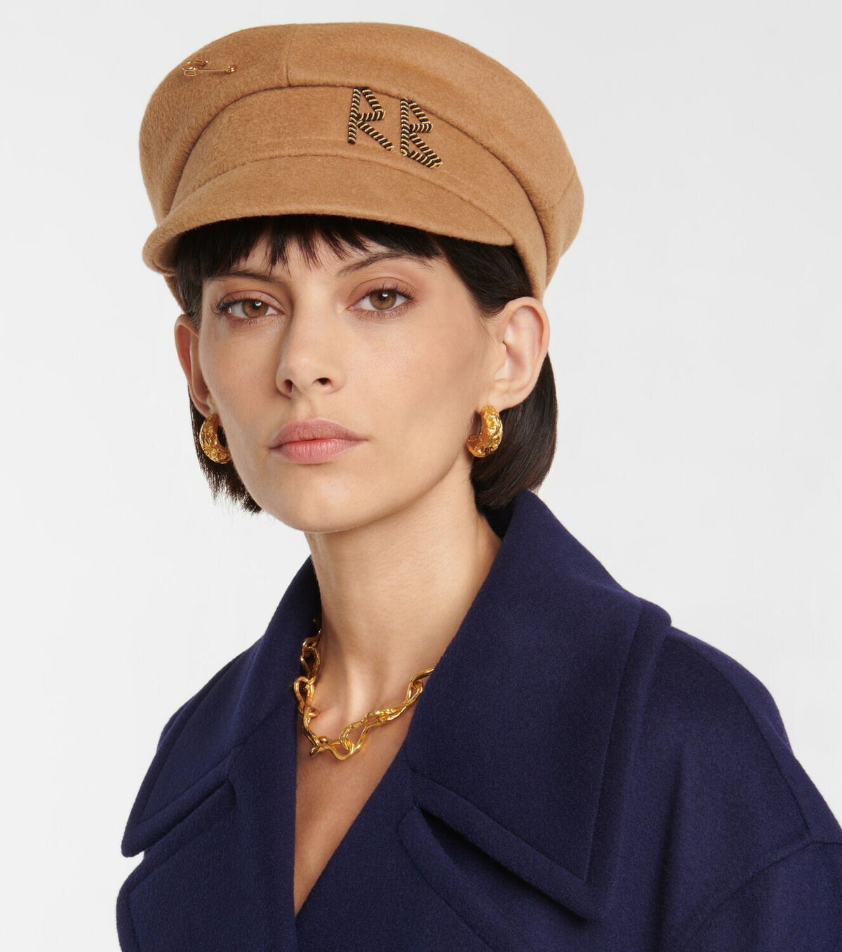 Ruslan Baginskiy Embroidered wool baker boy hat Ruslan Baginskiy