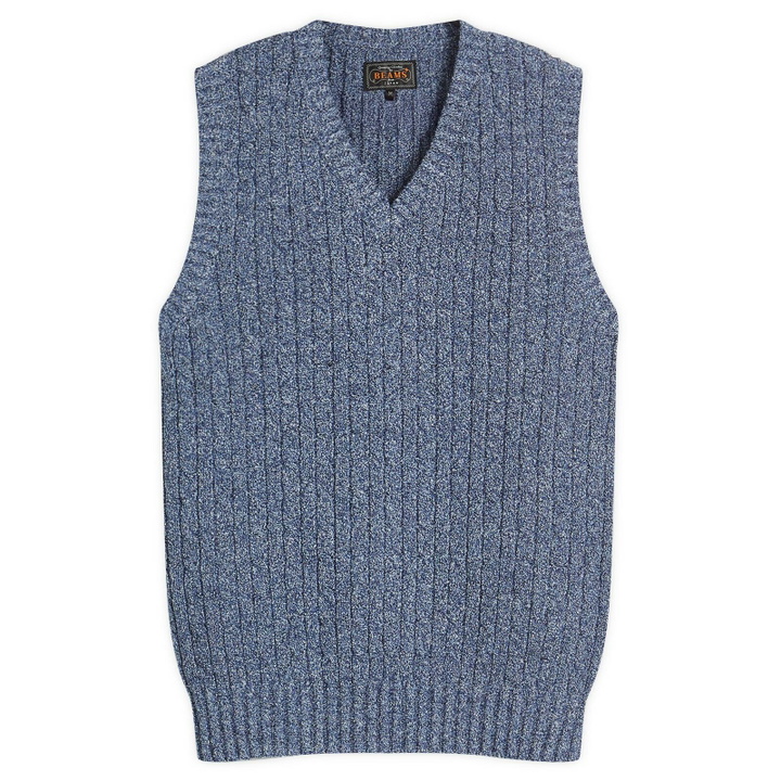 Photo: Beams Plus Men's Cotton Linen Cable Vest in Navy